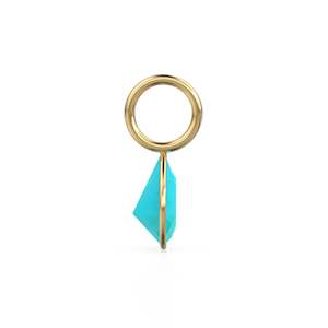 Pendentif Breloque en Or Jaune Massif 14 carats avec Turquoise Sleeping Beauty 7mm, Monture pour Bijoux / Pierre de Naissance de Décembre / Pierre Précieuse Bleue - Product Image 4
