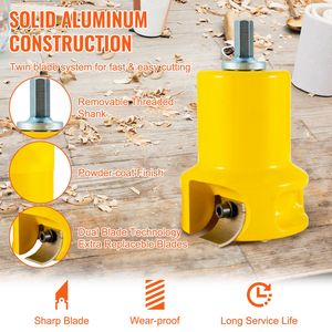 Fresa per tenoni in alluminio di alta qualità, kit professionale per la casa, con lame curve doppie da 1 pollice/25,4 mm e 2 pollici/50,8 mm di diametro, per la lavorazione del legno - Product Image 3