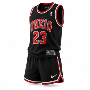 Conjunto de Camiseta de Baloncesto con Logotipo Personalizado, Negro y Rojo, Sublimada, de Malla, Sin Mangas, Unisex, Ajuste Atlético para Adultos, 100% Poliéster, 420g, para Todas las Temporadas - Product Image 2