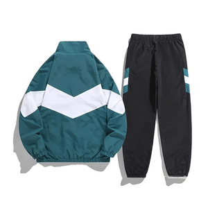 Conjunto Deportivo de Dos Piezas para Hombre, Estilo Casual, Chaqueta Cortavientos Holgada con Parches y Pantalones con Cintura Elástica - Product Image 6