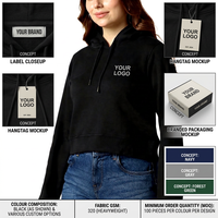 Sweat à capuche pour femme en polyester et élasthanne, polaire 220 GSM, cordon de serrage, logo personnalisé, marque privée