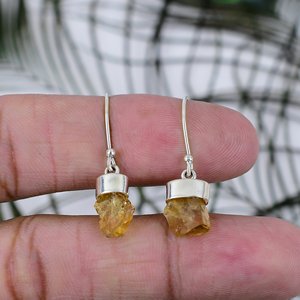 Designer Citrine Gemstone Earrings Silver Handmade Dangle Statement Earring Jewelry Gift for Women At <b>Best</b> Price - Product Image 1