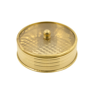 Porta Kumkum Redondo de Latón con Tapa para Pooja, Regalos y Decoración Elegante del Hogar - Product Image 4