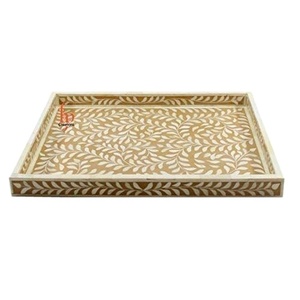 BEAU PLATEAU D'INLAISSEUR PLATEAU DE SERVICE FAIT À LA MAIN LUXE Os Incrustation Ramadan Petit Déjeuner Alimentaire Fruits Café Thé Plateau Décoratif - Product Image 5