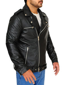 Chaqueta de Cuero Vacuno con Cuello Alto, Dos Tonos, Alta Calidad, Impermeable y Resistente al Viento para Hombre - Product Image 4