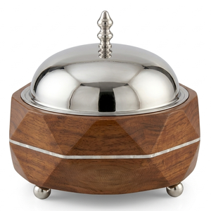 Plat de service de luxe en bois avec couvercle en acier inoxydable, chauffe-plat de buffet, bol de service, plat à chafing dish - Product Image 5