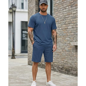 Men 2 Piece Matching <b>Set</b> Manufacturer Cotton T Shirt Cargo Shorts Summer OEM ODM Bulk Supply - Product Image 3