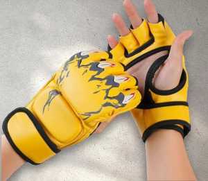 XERET SPORTS Breathable Leather MMA Grappling Gloves Hook Loop Closure <b>Open</b> Finger Design Eco-friendly Non-Slip Martial Arts - Product Image 2