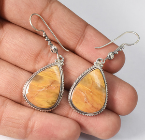 Natural Jasper Dangle <b>Earrings</b> In 92.5 Sterling Silver Anniversary Gift For Her - Product Image 3