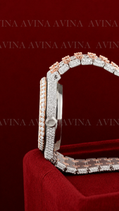 Reloj de Lujo de Dos Tonos con Moissanita, Automático, Estilo Hip Hop para Hombre |   Reloj con Diamantes Incrustados |   Reloj de pulsera mecánico en oro rosa y plata - Product Image 2