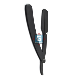 Navaja de Afeitar Recta de Acero Inoxidable para Hombre, Negra, para Limpiar la Barba, Afeitado Suave - Product Image 3