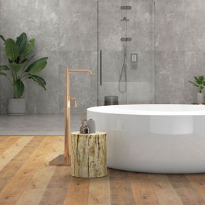 Sgabello albero in legno con finitura venatura del legno tavolino da tavolo decorativo per interni ed esterni - Product Image 2