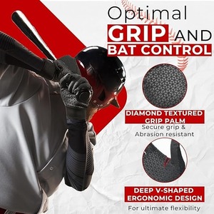 High Quality Baseball Batting Gloves Soft Comfort Fit for Improved Hand Movement and <b>Grip</b> - Product Image 3