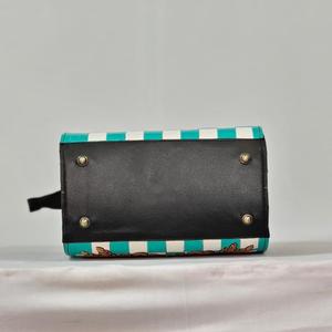 Bolsa de Viaje de Fin de Semana Mini Speedy Azul Cielo, 100% Cuero Genuino, Estilo Deportivo de Alta Calidad, con Grabado Floral Vintage - Product Image 4