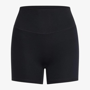 Ensemble de shorts de yoga taille haute sans coutures, col rond, dos nu, longueur intégrale, noir uni, en Spandex et Polyester, deux pièces, pour femme, tenue de sport - Product Image 4