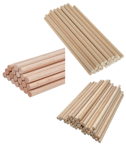 Tiges en bois massif naturel durables 1/2"x12" – Bâtons ronds lisses pour le bricolage, la fabrication de meubles et les idées de décoration intérieure - Product Image 1