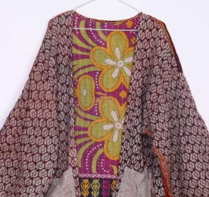 Kimono Kantha de algodón vintage hecho a mano abrigo tradicional diseño kantha de algodón kimono ropa de mujer - Product Image 4