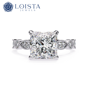Bague solitaire en or massif avec diamant de laboratoire taille princesse, certifiée IGI, pour mariage de luxe - Product Image 2