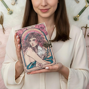 Journal en cuir véritable imprimé à la main, motif rose, signe du zodiaque, couverture rigide, pour hommes et femmes - Cadeau - Product Image 3