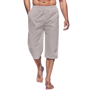 Pantalon Capri en Toile pour Homme de Haute Qualité, Style Vintage, Léger, avec Cordon de Serrage, Taille Élastique, Imperméable, pour la Plage, avec Poches - Product Image 6