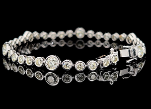 Pulsera de Plata de Ley 925 de Alta Gama con Diamantes de Laboratorio CVD de 6.97 Quilates, Diseño de Halo Central Redondo, Joyería para Mujer - Product Image 2