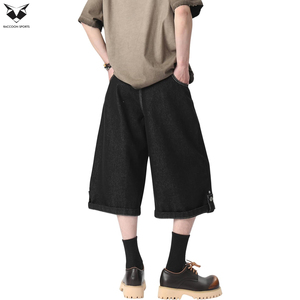 Shorts en jean cargo multi-poches pour hommes, style streetwear, coupe ample, logo personnalisé, jean baggy - Product Image 6