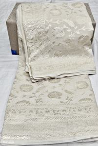 Sari de Chiffon Munga Banarasi Khaddi Puro Tejido a Mano, con Tejido Semi-Zari, para Fiestas Tradicionales, Protección Solar - Product Image 4