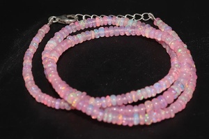 Collier minimaliste en opale rose 3,5 mm 15 pouces, collier en pierre précieuse éthiopienne lisse en forme de rondelle - Product Image 6