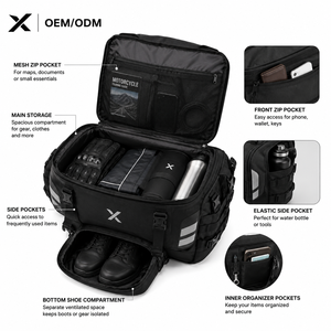 X Custom Waterproof Motorcycle Saddle Bags Oxford Pannier Luggage Tail Bags OEM ODM Motorcycle Touring Storage Bags - Product Image 2