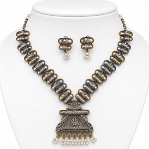 Conjunto de Joyería Nupcial Vintage de Latón Bicolor con Zirconia Engastada en Bisel, Collar y Pendientes Florales, Bañado en Rodio, Estilo Boho para Boda y Aniversario - Product Image 6