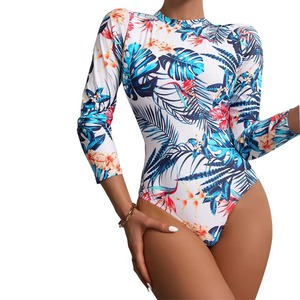 Traje de Baño de Una Pieza de Manga Larga para Mujer, Impresión por Sublimación Completa, Servicio OEM, Secado Rápido, Spandex/Poliéster - Product Image 6