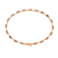 Bracelet élégant pour femme en or rose 10k 14k 18k, motif floral ethnique, avec des liens sertis de diamants, présentant des motifs de fleurs à quatre pétales faits à la main