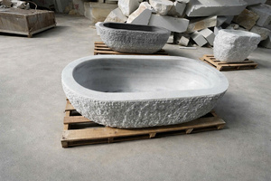 Freestanding Modern Oval/Rectangle Solid Stone Bathtub-Smooth Matte Soaking Tub for Bathrooms - Product Image 5