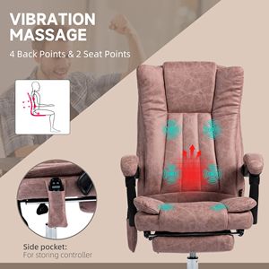 Sedia da Ufficio Rosa Reclinabile con Poggiapiedi Regolabile, Massaggio e Terapia Termica a 6 Punti, Comoda Seduta da Lavoro - Product Image 6