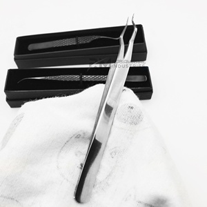 Pince à épiler professionnelle pour extensions de cils RMI en acier inoxydable argenté, nouveau design, avec emballage en boîte cartonnée - Product Image 6