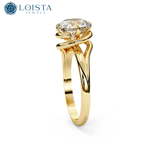Bague de fiançailles solitaire classique LOISTA pour femme en or rose avec diamant rond taille brillant - Product Image 3