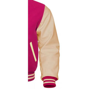 Veste universitaire en laine Melton pour homme, manches en cuir, mélange de tissus en toile, veste Letterman personnalisée, vente en gros - Product Image 4