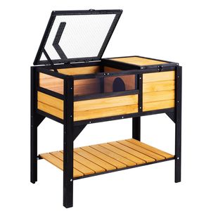 Terrario in Legno per Tartarughe con Supporto per Illuminazione, Recinto per Rettili da Interno ed Esterno per Piccoli Animali, Giocattoli e Strutture da Esterno - Product Image 1