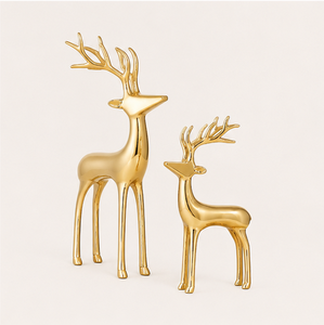 Luxury <b>Gold</b> Reindeer Figurine Set Of 2 Modern Christmas Deer Sculptures For Home Decor Elegant Brass Metal Elk <b>Statues</b> Decor - Product Image 1