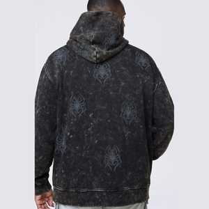 Sudadera con Capucha para Hombre, Estilo Desgastado, 100% Algodón, Felpa Gruesa, Talla Grande, Estilo Urbano - Product Image 3