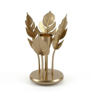 Specific French Design Leaves Surrounding a Central Candle Cup Holder for <b>Table</b> Centerpieces for Wedding Anniversary <b>Party</b> - Product Image 5