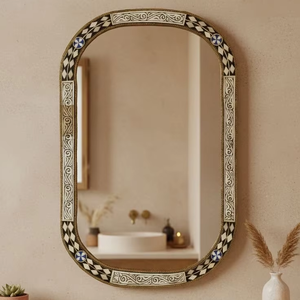 Miroir mural décoratif de luxe en os incrusté d'Inde à prix de gros - Product Image 1