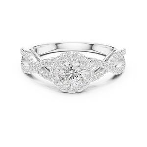 แหวนทองคำขาว 14K ประดับเพชรทรงกลมเพาะเลี้ยงในห้องปฏิบัติการ ของขวัญวันครบรอบสำหรับผู้หญิง |   เพชรที่เพิ่งเพาะเลี้ยง - Product Image 1