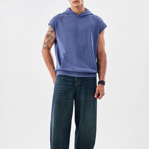 Hot Sale Good Quality Blank Pullover Men's Sleeveless <b>Hoodies</b> Oversize Sleeveless Hoodie for Gym <b>Workout</b> - Product Image 4