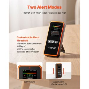 Rilevatore di Radon Portatile per Casa, Facile da Usare, a Batteria, Misura la Qualità dell'Aria da 3,3Bq a 37kBq/m3 - Product Image 4