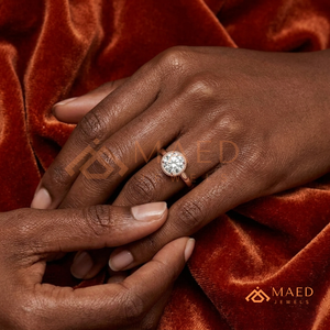 Rose Gold Plated Round Cut Bezel Halo Engagement <b>Ring</b> Women Milgrain Edge Solitaire American Diamond <b>CZ</b> Wedding <b>Ring</b> - Product Image 4