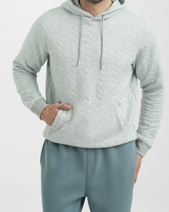 Sudadera con Capucha Acolchada Gris Claro para Hombre, Corte Regular, Estilo Casual para Otoño, Diseño con Bolsillos de Felpa Tejida - Product Image 4