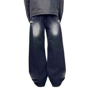 Jeans en denim uni foncé respirant et décontracté pour hommes, brodés, vente en gros directe du fabricant, pour l'été, l'automne et l'hiver - Product Image 5