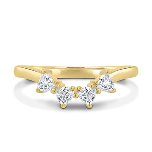 Anillo de banda curva con moissanita talla trillón VS1, oro macizo de 14K, engaste a la vista, hecho a mano, para regalo de compromiso para ella - Product Image 1