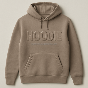 Sweat-shirt à capuche tendance 2026, gaufré, avec logo personnalisé, en molleton épais de qualité supérieure, poche oversize, respirant, style streetwear - Product Image 3